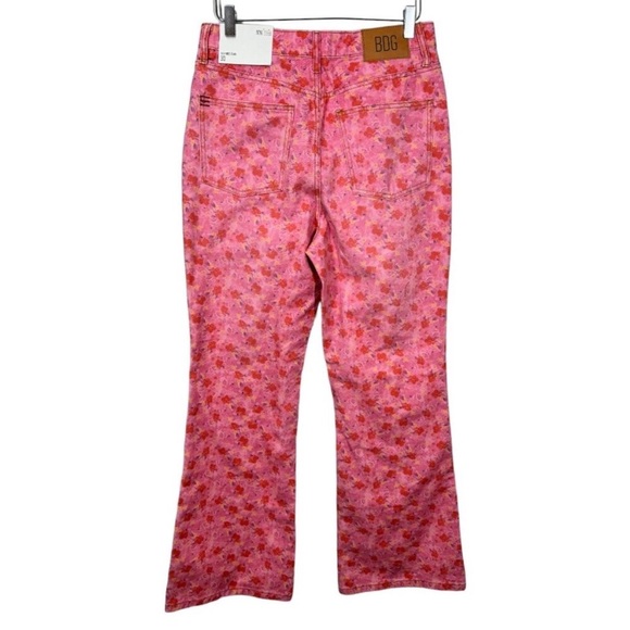 BDG Pink and Red Floral High-Rise Flare Jeans NWT - Picture 5 of 8